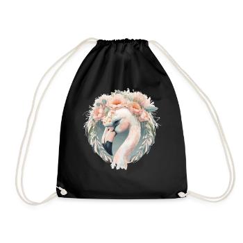 Mignon flamant blanc fleur exotique d’oiseau couronne Tropi - Sac de sport léger - noir - Devant
