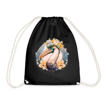 Fleur d’oiseau pélican mignon Couronne Floral Oiseaux de mer - Sac de sport léger - noir - Devant