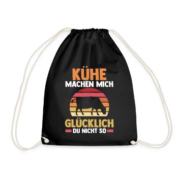 Kuh Landwirt Bauernhof Kühe - Turnbeutel - Schwarz - Vorne