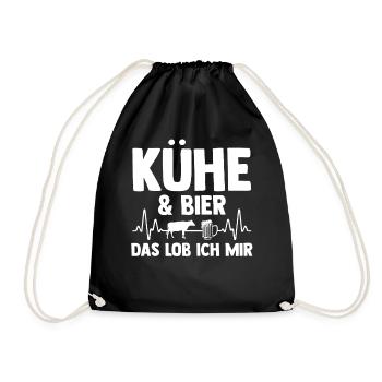 Kuh Landwirt Bauernhof Bier Kühe - Turnbeutel - Schwarz - Vorne