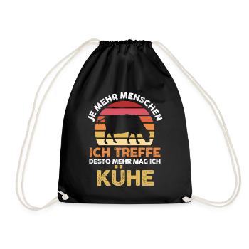Kuh Landwirt Bauernhof Kühe - Turnbeutel - Schwarz - Vorne
