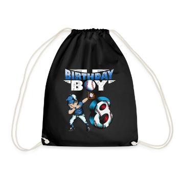 Birthday Girl Baseball Player Birthday Boy 8 - Drawstring Bag - black - Front