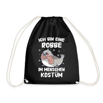 Robbe Robben Seerobbe Seelöwe Tier Seehund - Turnbeutel - Schwarz - Vorne