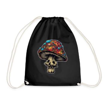 Trippy Mushrooms Skull - Turnbeutel - Schwarz - Vorne