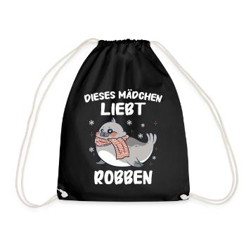 Robbe Robben Seerobbe Seelöwe Tier Seehund - Turnbeutel - Schwarz - Vorne