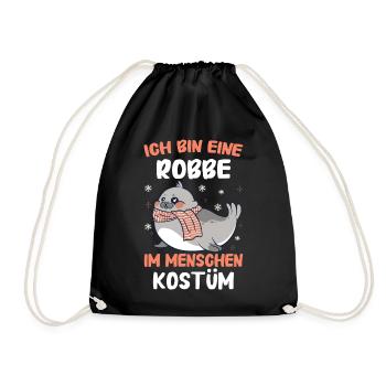 Robbe Robben Seerobbe Seelöwe Tier Seehund - Turnbeutel - Schwarz - Vorne