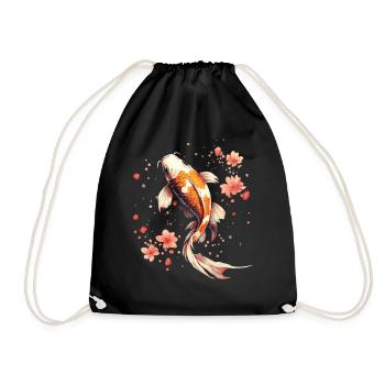 koi fish japanese carp pond fish koi - Drawstring Bag - black - Front