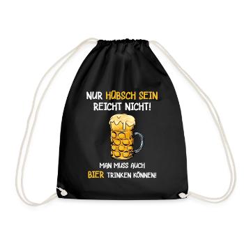 Bier Biertrinker Saufen Spruch Malle Party - Turnbeutel - Schwarz - Vorne