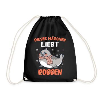 Robbe Robben Seerobbe Seelöwe Tier Seehund - Turnbeutel - Schwarz - Vorne