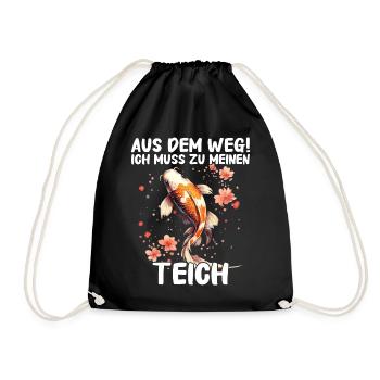 Koi Fisch Japanische Karpfen Teich Fisch Kois - Turnbeutel - Schwarz - Vorne
