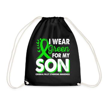 Wear green for Awareness Month for - Drawstring Bag - black - Front