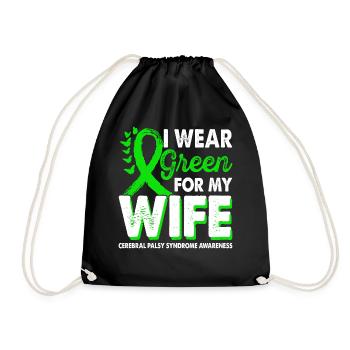 Wear green for Awareness Month for - Drawstring Bag - black - Front