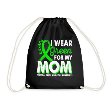 Wear green for Awareness Month for - Drawstring Bag - black - Front
