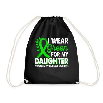 Wear green for awareness of the - Drawstring Bag - black - Front