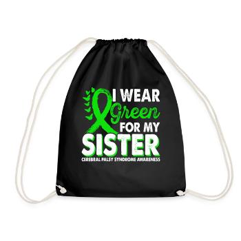 Wear green for awareness of the - Drawstring Bag - black - Front