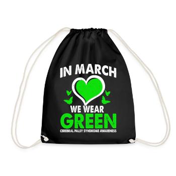 In March we wear Green Cerebral Palsy Syndrome - Drawstring Bag - black - Front