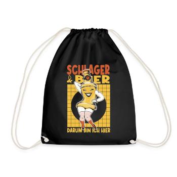 Schlager und Bier darum bin ich hier - Turnbeutel - Schwarz - Vorne