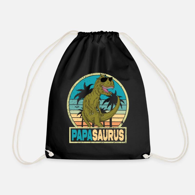 Papasaurus Papa Dad Vater Dinosaurier - Turnbeutel - Schwarz