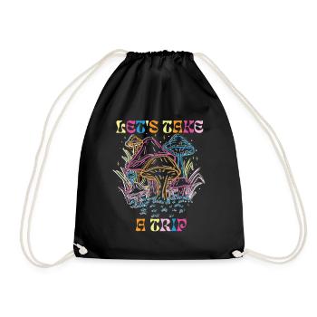 Trippy Mushroom Magic Mushrooms Psychedelic - Drawstring Bag - black - Front