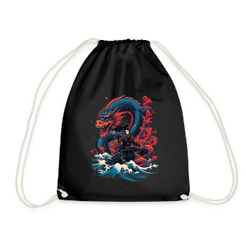 Asiatisch Drache Anime Japanisch Meer Samurai - Turnbeutel - Schwarz - Vorne