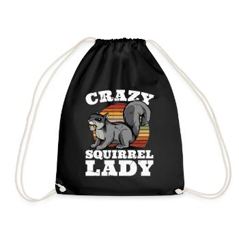 Crazy Squirrel Lady Squirrel Fuchshörnchen - Turnbeutel - Schwarz - Vorne