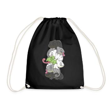 Agender Flag Pride LGBTQ Cute Chameleon Stack - Drawstring Bag - black - Front