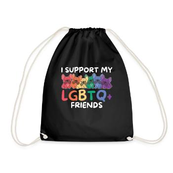 Rainbow Flag Gay Pride LGBTQ French Bulldog - Drawstring Bag - black - Front