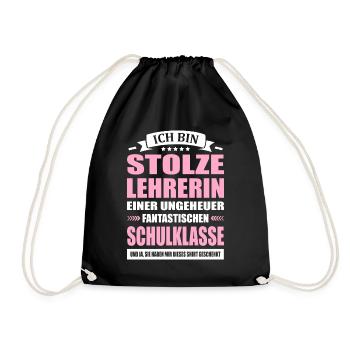 Stolze Lehrerin Schulklasse Abschied Grundschule - Turnbeutel - Schwarz - Vorne