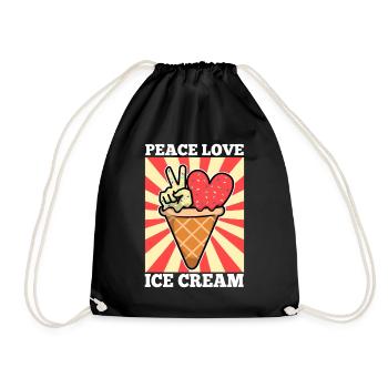 Peace Love Ice Cream - Turnbeutel - Schwarz - Vorne