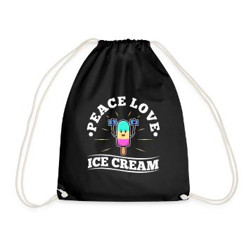 Peace Love Ice Cream - Turnbeutel - Schwarz - Vorne