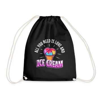 All you need is love and ice cream - Drawstring Bag - black - Front