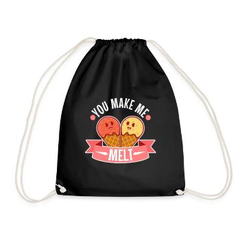 You make me melt, ice cream - Drawstring Bag - black - Front