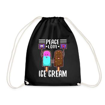 Peace Love Ice Cream - Turnbeutel - Schwarz - Vorne