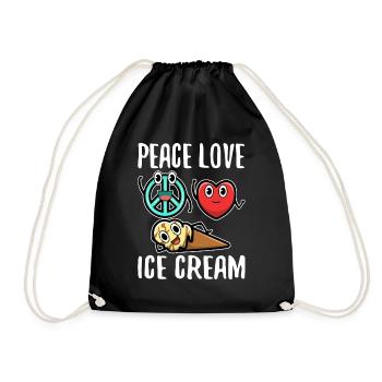 Peace Love Ice Cream - Turnbeutel - Schwarz - Vorne