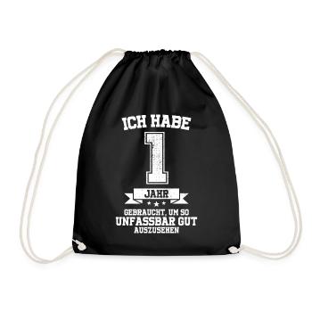 1. Geburtstag Geschenk Habe 1 Jahr Gebraucht - Turnbeutel - Schwarz - Vorne
