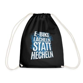 Lächeln statt hecheln Spruch - Fahrrad E-Bike - Turnbeutel - Schwarz - Vorne