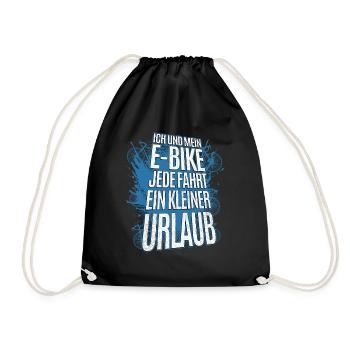 Fahrrad Elektrofahrrad Spruch - Radfahren E-Bike - Turnbeutel - Schwarz - Vorne