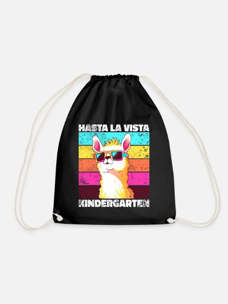 Hasta La Vista Kindergarten Alpaka Einschulung - Turnbeutel - Schwarz