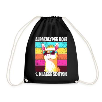 Alpacalypse Now 1. Klasse Edition Einschulung Lama - Turnbeutel - Schwarz - Vorne