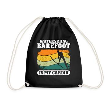 Waterskiing Barefoot is my Cardio - Drawstring Bag - black - Front
