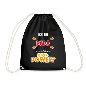 Ich bin Papa was ist deine Superpower - Turnbeutel - Schwarz - Vorne