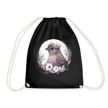 Cute Finch Bird Flower Crown Pet Birds - Turnbeutel - Schwarz - Vorne