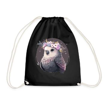 Mignon Gris Perruche Perruche Oiseau Fleur Couronne Pet Bi - Sac de sport léger - noir - Devant