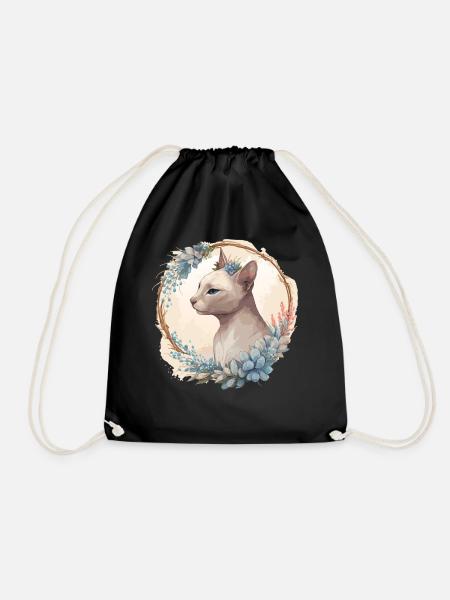 Mignon Tonkinese Cat Fleur Crown Cats Chaton de compagnie - Sac de sport léger - noir