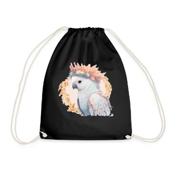 Cute Watercolor Cockatoo Parrot Bird Flower Crown - Turnbeutel - Schwarz - Vorne