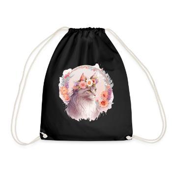 Mignon Angora Angora Cat Fleur Couronne Chats Pet Kitt - Sac de sport léger - noir - Devant