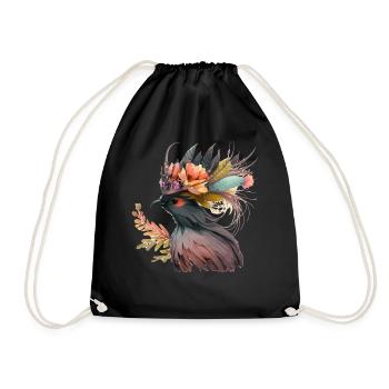 Cute Bird Of Paradise Bird Flower Crown Pet Birds - Drawstring Bag - black - Front
