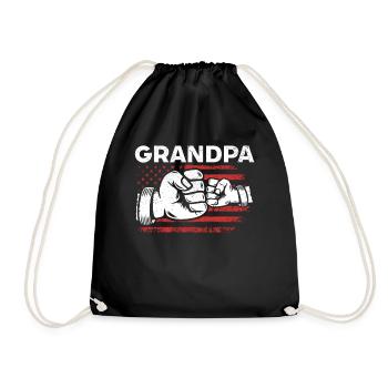 Grandpa Fathers Day USA Flag & Happy Fathers Day D - Turnbeutel - Schwarz - Vorne
