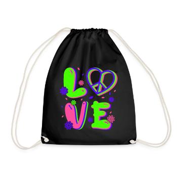 80s Retro CostumeTheme Party Costume 90s Party - Drawstring Bag - black - Front