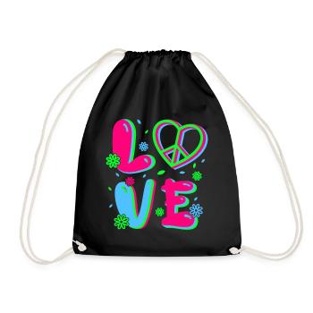 80s Retro CostumeTheme Party Costume 90s Party - Drawstring Bag - black - Front